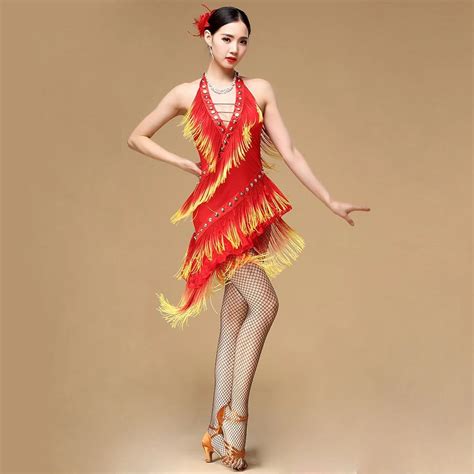 New 2018 Performance Ballroom Dancing Salsa Dance Dresses with Tassels ...