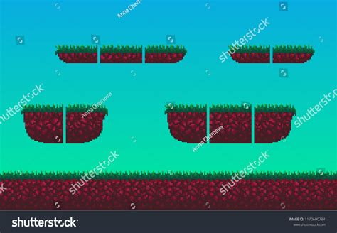 Pixel Art Seamless Landscape Soil Grass: เวกเตอร์สต็อก (ปลอดค่า ...