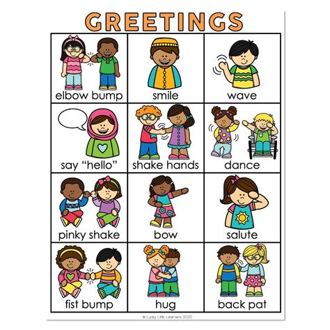 Morning Meeting Greetings Anchor Chart - Lucky Little Learners