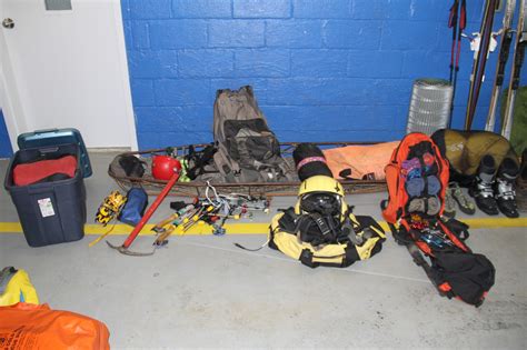 Mountain rescue equipment used by a search and rescue team