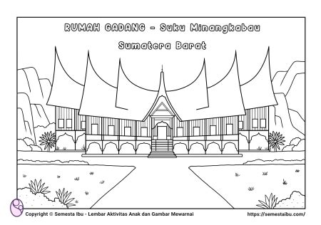 Gambar Mewarnai Anak TK - SD: Tema Rumah Adat Indonesia