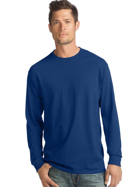 Hanes Men's Essential-T Long Sleeve T-Shirt 4-Pack Deep Royal S ...