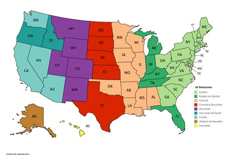 United States Map With Time Zones