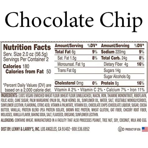 Nutritional Information For Subway Chocolate Chip Cookies - Nutrition ...