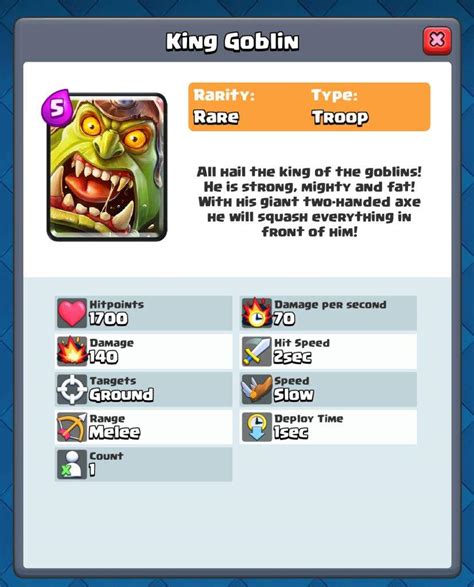 Card idea: King Goblin | Clash Royale Amino