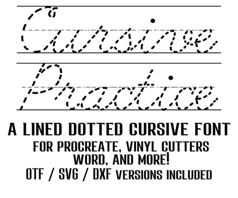 Dotted Cursive Font Lined Cursive Handwriting Practice Font - Etsy Sweden