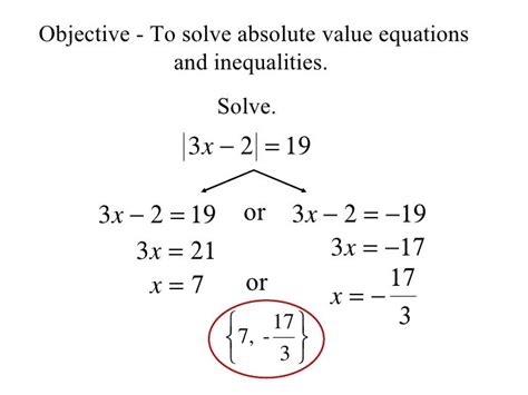 1.7 Solving Absolute Value Equations and Inequalities