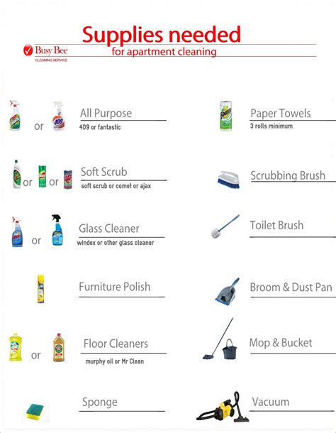 Apartment Cleaning Supplies List