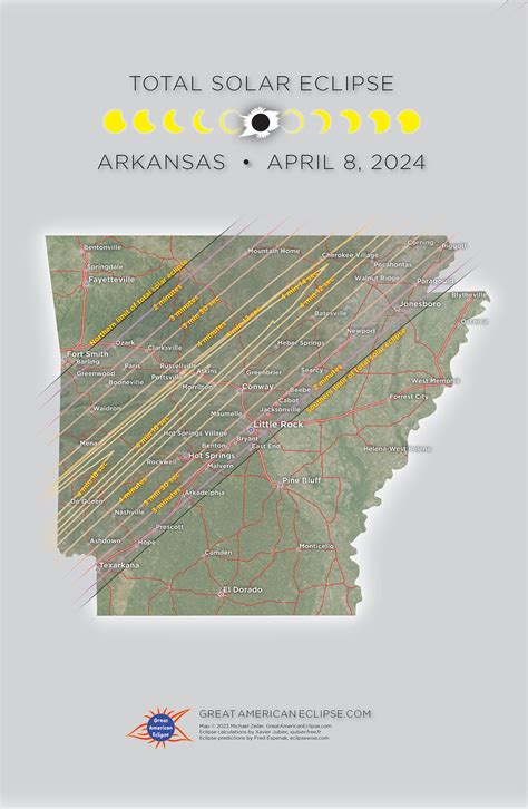 April 8 2024 Eclipse Path Arkansas Time - Lorry Shandy