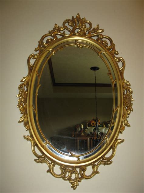 Large ORNATE Syroco wall mirror -Oval Shape - Plastic framed-29" x 18 ...