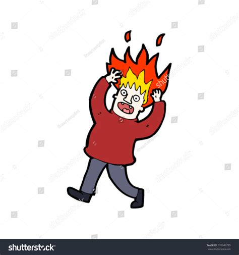 Cartoon Man With Hair On Fire Stock Vector Illustration 110049785 ...