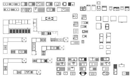 2D blocks of kitchen equipments in AutoCAD, CAD file, dwg file - Cadbull