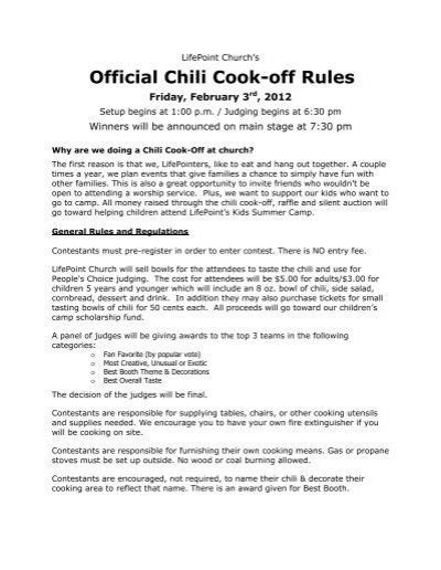 Official Chili Cook-off Rules - Life Point