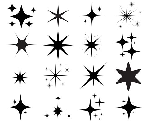 Minimalist silhouette stars icon, twinkle star shape symbols. Modern ...