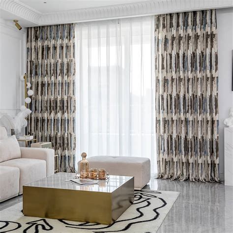 Gentleman Style Curtains Blue Brown Striped Morden Art Drapes – Anady Top