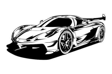 Premium Vector | Black and white sports car or supercar vector illustration