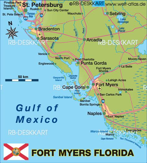 Map of Fort Myers, region (Region in United States of America, USA ...