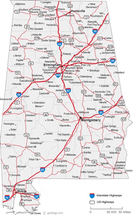 Map of Alabama Cities - Alabama Road Map