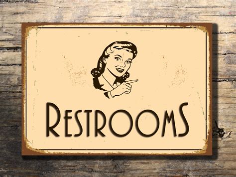 RESTROOM SIGN Restroom signs Vintage style by ClassicMetalSigns