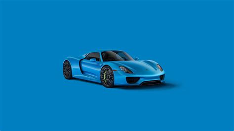 Porsche 918 Spyder Wallpaper 4K, Blue aesthetic, CGI