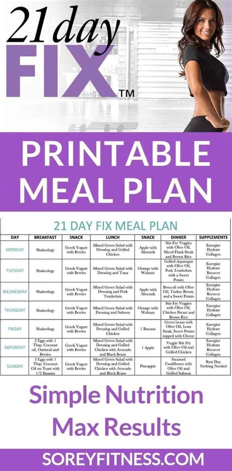 21 Day Fix Meal Plan with Portion Control Containers by Autumn ...