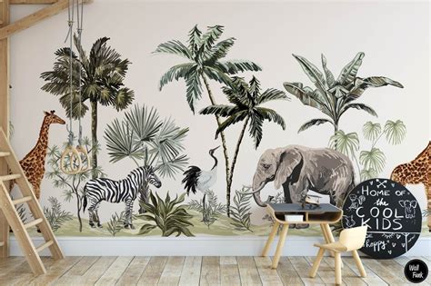 Safari Nursery Wallpaper Jungle Nursery Wallpaper Childrens - Etsy