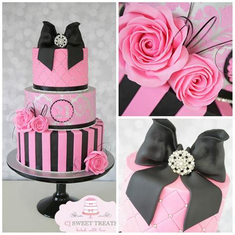 Hot Pink, Black and a bit of Bling!! - Decorated Cake by - CakesDecor