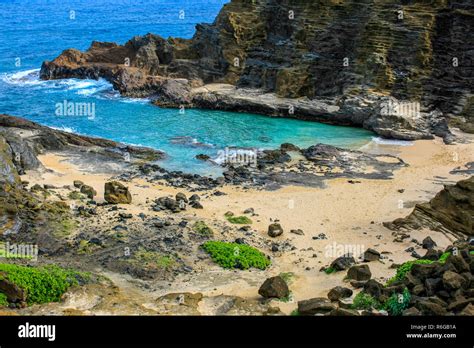 Halona Cove, "From here to Eternity" beach, Oahu, Hawaii Stock Photo ...