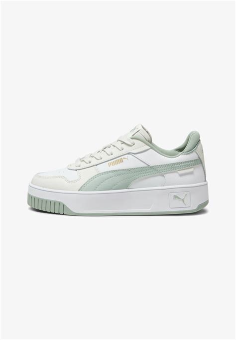 Puma CARINA STREET - Trainers - white green fog vapor gray/white - Zalando