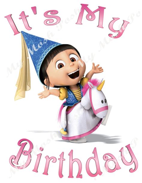 Despicable Me Agnes Birthday Girl Iron On Transfer Digital