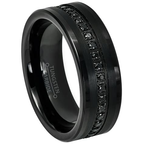 Jewelry Avalanche - Black Tungsten Wedding Ring - Band for Mens 8mm ...