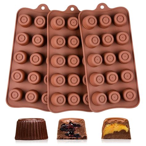 Chocolate Molds Silicone Plastic Candy Molds -15 Round Silicone Molds ...