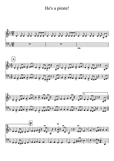 He's a pirate (easier version violin) | MuseScore - Pirates of the ...