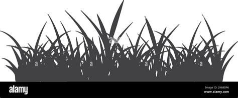 Black grass silhouette. Growing lawn plant border Stock Vector Image ...