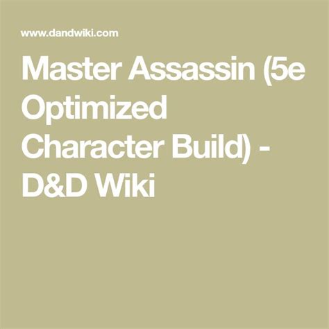 Master Assassin (5e Optimized Character Build) - D&D Wiki Hunter's Mark ...