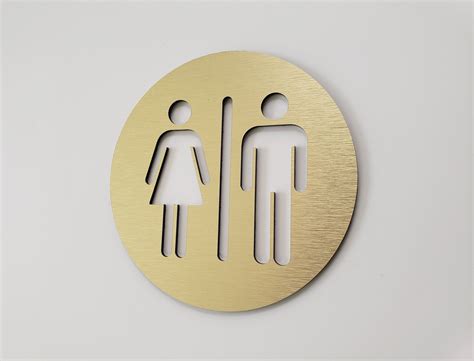 Restroom door sign metal. Unisex bathroom sign gold. All Gender ...