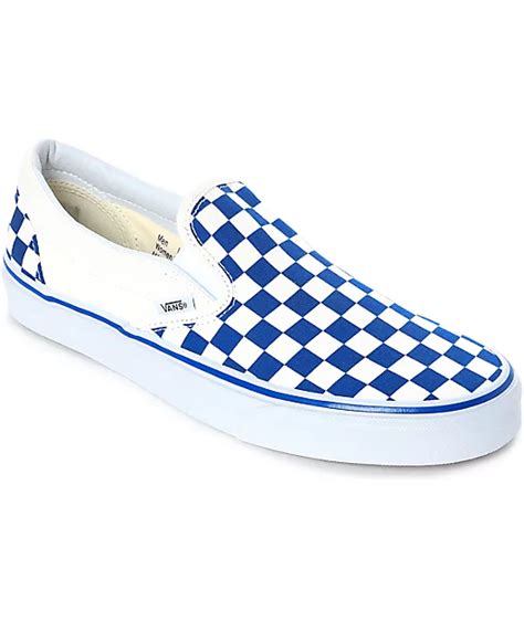 Vans Slip-On Blue & White Checkered Skate Shoes