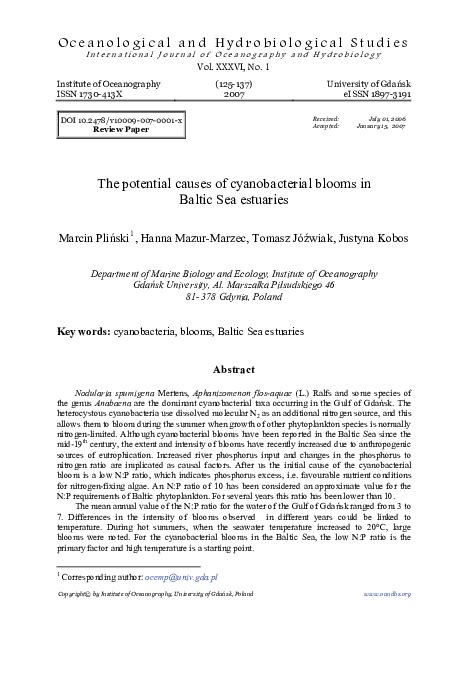 (PDF) The potential causes of cyanobacterial blooms in Baltic Sea ...