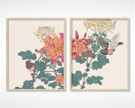 Japanese Bird and Flower Art Prints Japanese Vintage Art - Etsy