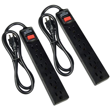 6-Outlet Surge Protector Strip, 2pk, Black - Walmart.com