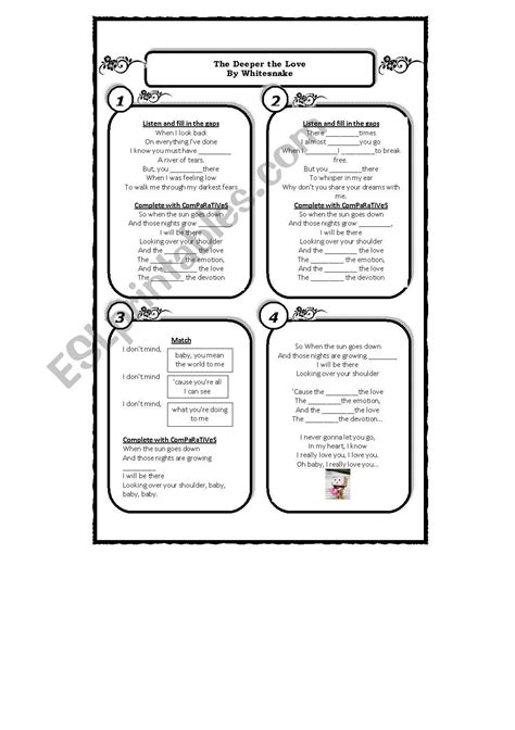 The Deeper the Love by Whitesnake - ESL worksheet by florcita.gf