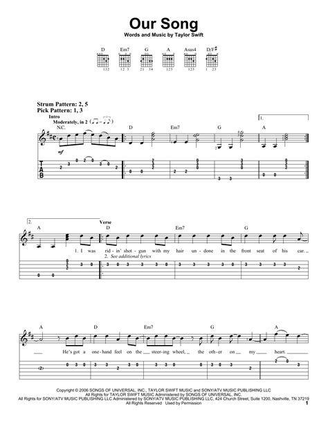 Our Song by Taylor Swift - Easy Guitar Tab - Guitar Instructor