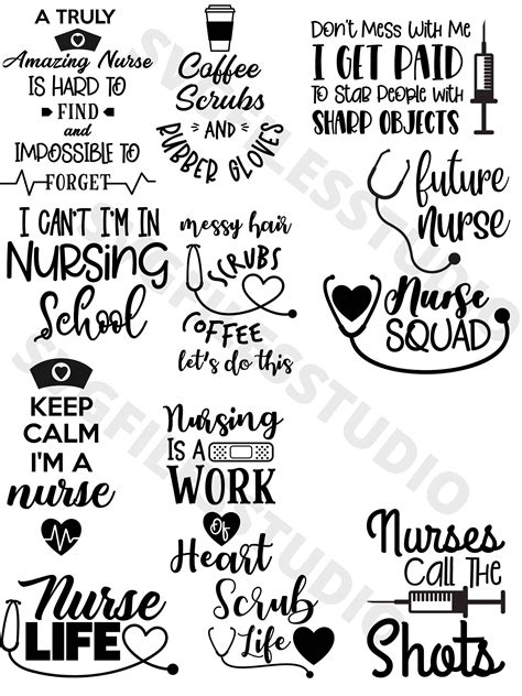 Funny and Cute Nurse Quotes and Sayings Bundle SVG Medical SVG Nurse ...