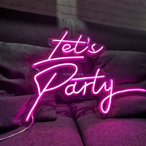 Custom Neon Sign Lets Party Neon Sign Bedroom Custom Neon | Etsy