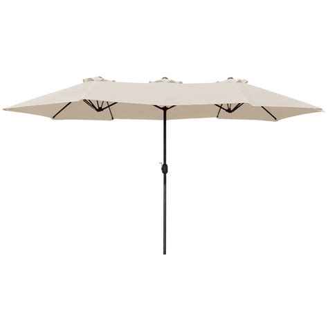 Walnew 15 Ft Beige Patio Double Sided Outdoor Twin Table Umbrella ...