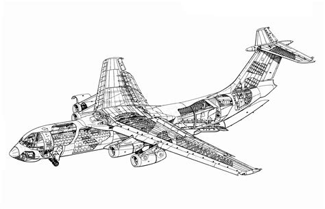 Ilyushin Il-76 Cutaway Drawing in High quality