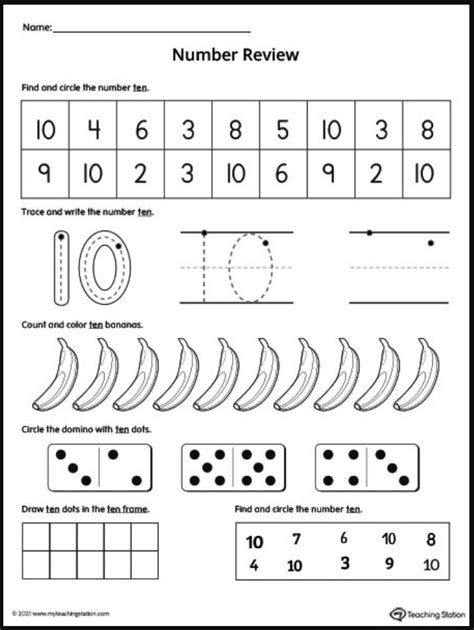 Number 10 Worksheets For Kindergarten Free Printable - Kindergarten ...