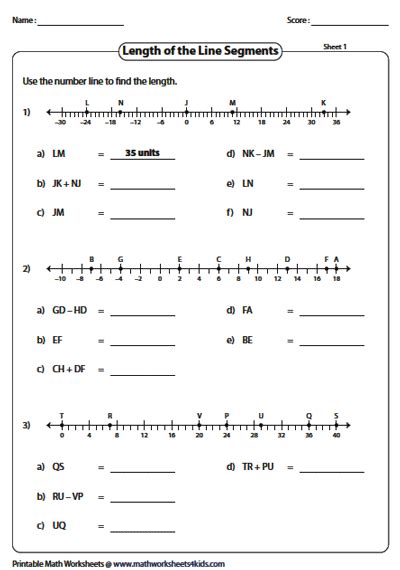 Measuring Line Segments Worksheet