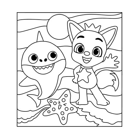 Pinkfong Baby shark colouring page ♥ Online and Print for Free!