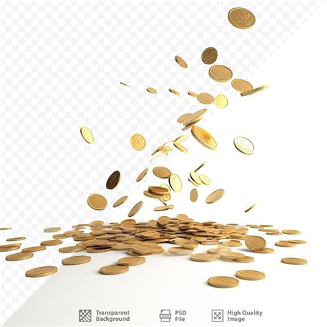 Premium PSD | A picture of gold coins falling from a white background ...